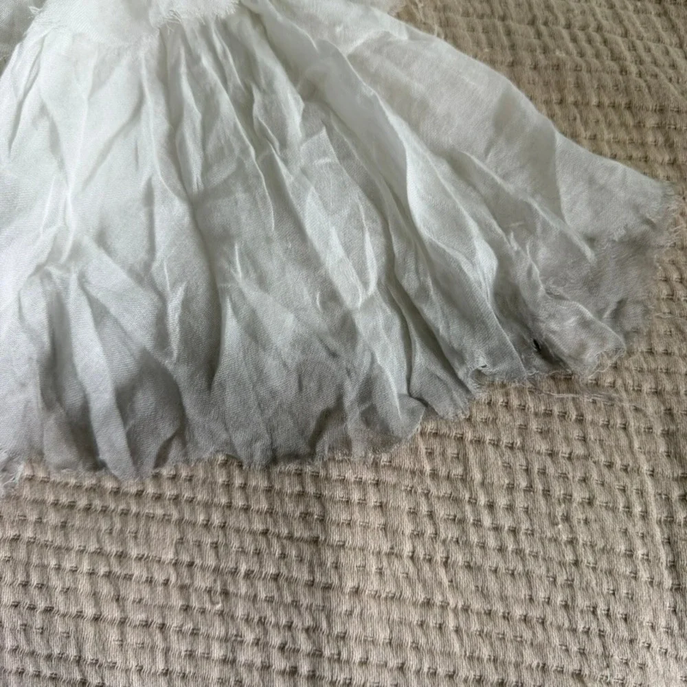 Free People White Handkerchief Raw Hem Sheer One Clover Skirt Sz S/M Boho - Picture 13 of 16